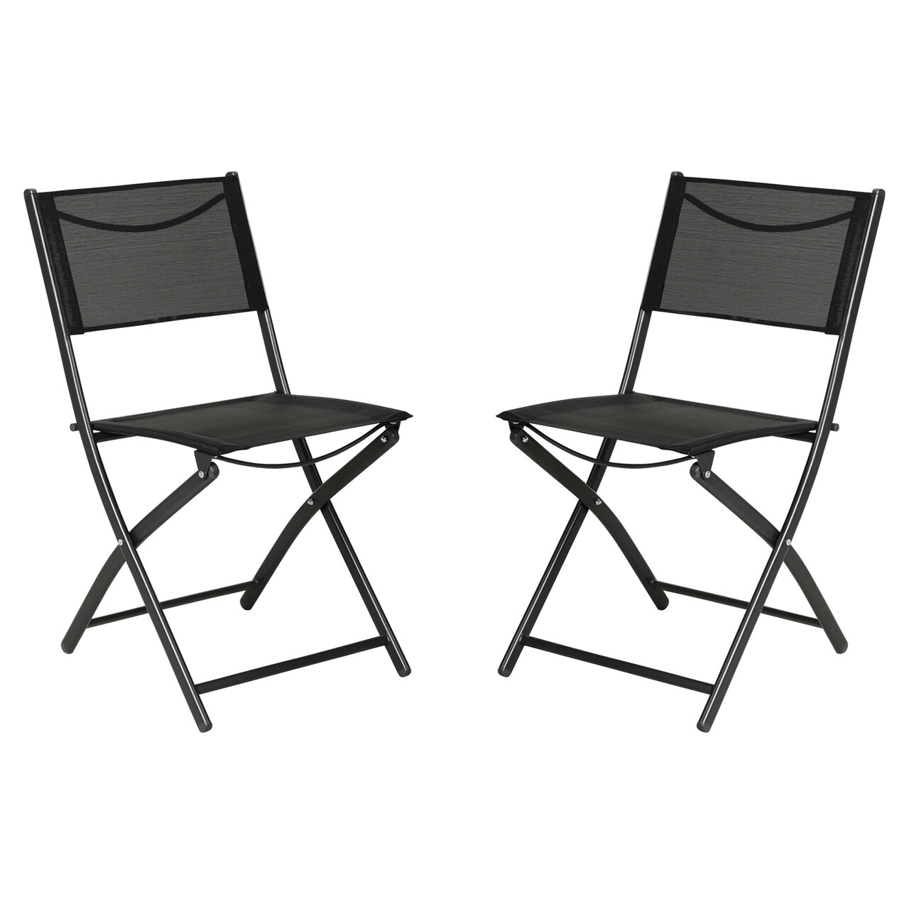 Merrick Lane Bardwell Set of 2 Versatile Flex Comfort Indoor/Outdoor Fold Chairs with Metal Frames